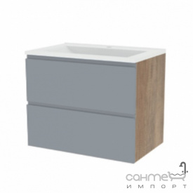 Подвесная тумба с раковиной Mirater Prio 70 серая, раковина Глория