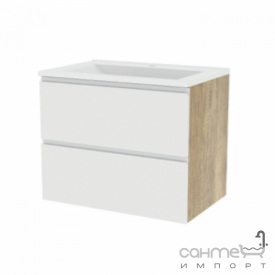 Подвесная тумба с раковиной Mirater Prio 70 белая, раковина Глория