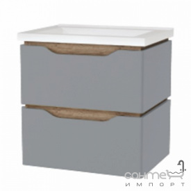 Подвесная тумба с раковиной Mirater Sacramento 60 серая раковина Глория