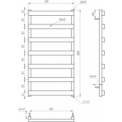 Полотенцесушитель Genesis Aqua Fancy (1200x530) Надворная