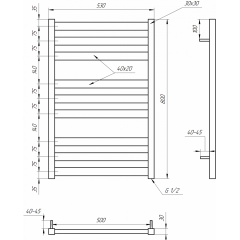 Полотенцесушитель Genesis Aqua Tristar flat (1200x530) Шепетовка