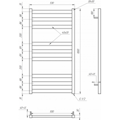 Полотенцесушитель Genesis Aqua Tristar flat (1200x530) Шепетовка