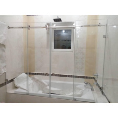Перегородка для ванной раздвижная с двумя дверьми и две глухие части Тернополь