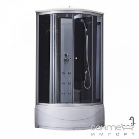 Гидромассажный бокс Lidz Tani SBM90x90.SAT.HIGH.GR профиль сатин, стекло тонированное, стенки черные