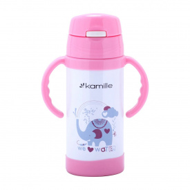 Термос-пляшка дитяча 350 мл. Kamille 2085 нержавіюча сталь рожевий