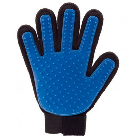 Перчатка для вычесывания шерсти животных VigohA на липучке True Touch Pet Brush Синяя