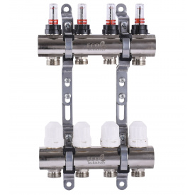 Коллектор с расходомерами, регуляторами и креплением ECO 001D 1"x4