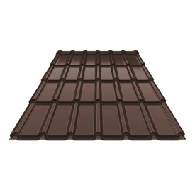 Металлочерепица Ruukki RanTech DG4345 Polyester matt 0,45мм RAL-8019 (Темно-коричневый)