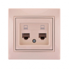 Компьютерная розетка 2-ная Lezard Mira RJ45 5 категория Крем (701-0303-141)