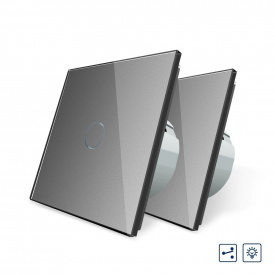 Комплект Сенсорний прохідний димер Livolo сірий скло (VL-C701H/C701H/S1B-15)