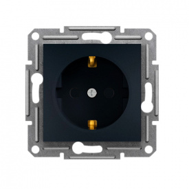Розетка Schneider Asfora с заземлением и шторками Антрацит (EPH2900271)