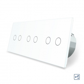 Сенсорный проходной выключатель Livolo 6 каналов (2-2-2) белый стекло (VL-C706S-11)