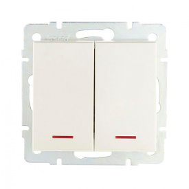 Вимикач 2-клавішний з підсвіткою перламутровий перламутр RAIN Lezard 703-3088-112