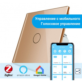 Сенсорний прохідний Wi-Fi вимикач Livolo ZigBee золото скло (VL-C701SZ-13)
