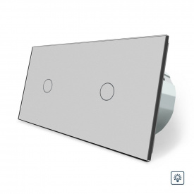 Сенсорний димер Livolo 2 каналу (1-1) сірий скло (VL-C702D-15)