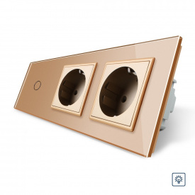 Сенсорний диммер із двома розетками Livolo золото скло (VL-C701D/C7C2EU-13)