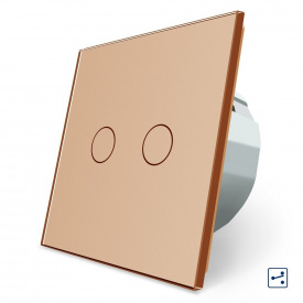 Сенсорний прохідний маршовий перехресний вимикач Livolo на 2 канали золото скло (VL-C702S-13)