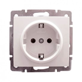 Розетка с заземлением ПБТ жемчужно-белый перламутр RAIN Lezard 703-3088-122B