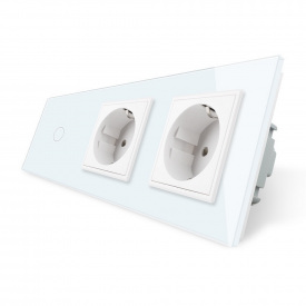 Сенсорний вимикач із двома розетками Livolo білий скло (VL-C701/C7C2EU-11)