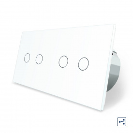 Сенсорний прохідний вимикач Livolo 4 каналу (2-2) білий скло (VL-C702S/C702S-11)
