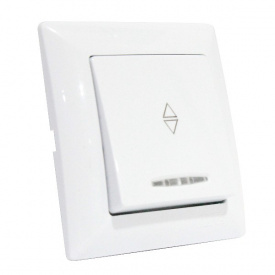 Выключатель проходной 1-клавишный с подсветкой белый TINA