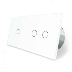 Сенсорный выключатель Livolo 3 канала (1-2) белый стекло (VL-C701/C702-11)