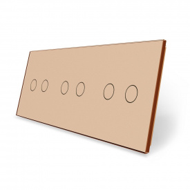 Сенсорна панель вимикача Livolo 6 каналів (2-2-2) золото скло (VL-C7-C2/C2/C2-13)