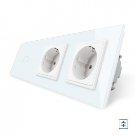 Сенсорний диммер із двома розетками Livolo білий скло (VL-C701D/C7C2EU-11)
