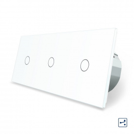 Сенсорний прохідний вимикач Livolo 3 каналу (1-1-1) білий скло (VL-C703S-11)