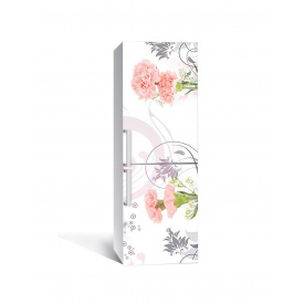 Наклейка на холодильник Zatarga "Рожеві Гвоздики" 650х2000 мм вінілова 3Д наклейка декор на кухню Z181722re