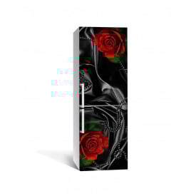 Наклейка на холодильник Zatarga "Чорний шовк та червоні троянди" 650х2000 мм