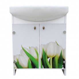 Тумба Mikola-M Eco Green light Тюльпаны с умывальником 60 см