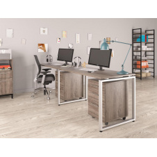 Подвійний стіл офісний Loft-design Q-135-2 дуб-палена