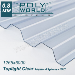 Профільований монолітний полікарбонат TM TOPLIGHT 1265x6000x0.8 mm прозорий Італія Київ