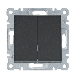 Двухклавишный выключатель Hager WL0043 Lumina 10АХ/230В (черный)