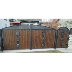 Кованые ворота с профнастилом и металлическими вставками упрочнённые Legran Сумы