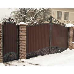 Ковані ворота із профнастилом коричневі Legran Приморськ