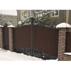 Кованые ворота с профнастилом коричневые Legran Полтава