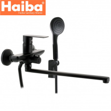 Фото - Смеситель для ванны длинный нос HAIBA ALEX Black EURO (Chr-006) Смеситель для ванны длинный нос HAIBA ALEX Black EURO (Chr-006)