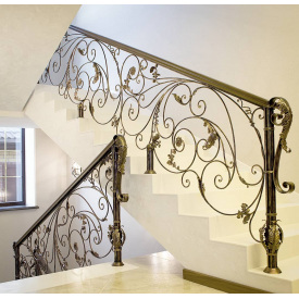 Кованые перила внутренние ажурные патинированые Legran