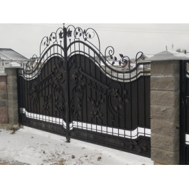 Ковані ворота міцні 3.4х1.8м комбіновані Legran