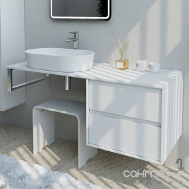 Консоль Marsan Armel 150 Вариант 2 столешница под раковину матовый камень, тумба 800 справа, матовая белая