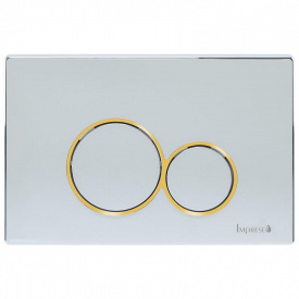 IMPRESE i7117, клавиша смыва, хром, вставка золото, пластик