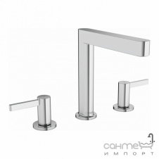 Смеситель для раковины на 3 отверстия с донным клапаном Hansgrohe Finoris 76034670 Matt Black матовый черный