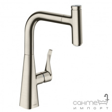 Змішувач для кухні з висувним виливом Hansgrohe Metris Select 14857800 сталь