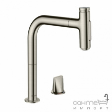 Змішувач для кухні на 2 отвори з витяжним виливом Hansgrohe Metris Select M71 73819800 нержавіюча сталь