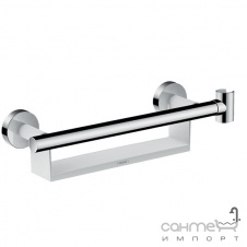 Тримач для ручного душу з поличкою та поручнем Hansgrohe Unica Comfort 26328400 хром/білий