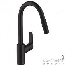 Смеситель для кухни с вытяжным изливом Hansgrohe Focus M41 31815670 матовый черный