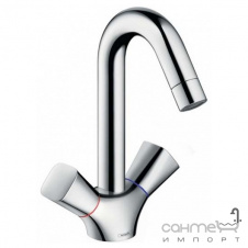 Смеситель для раковины, поворотный излив, без донного клапана Hansgrohe Logis 71221000 Хром