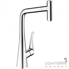 Смеситель для кухни с кнопкой управления и выдвижной лейкой Hansgrohe Metris Select 14884800 нержавеющая сталь